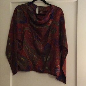 Paisley Cowl Neck Blouse Vintage 1980s